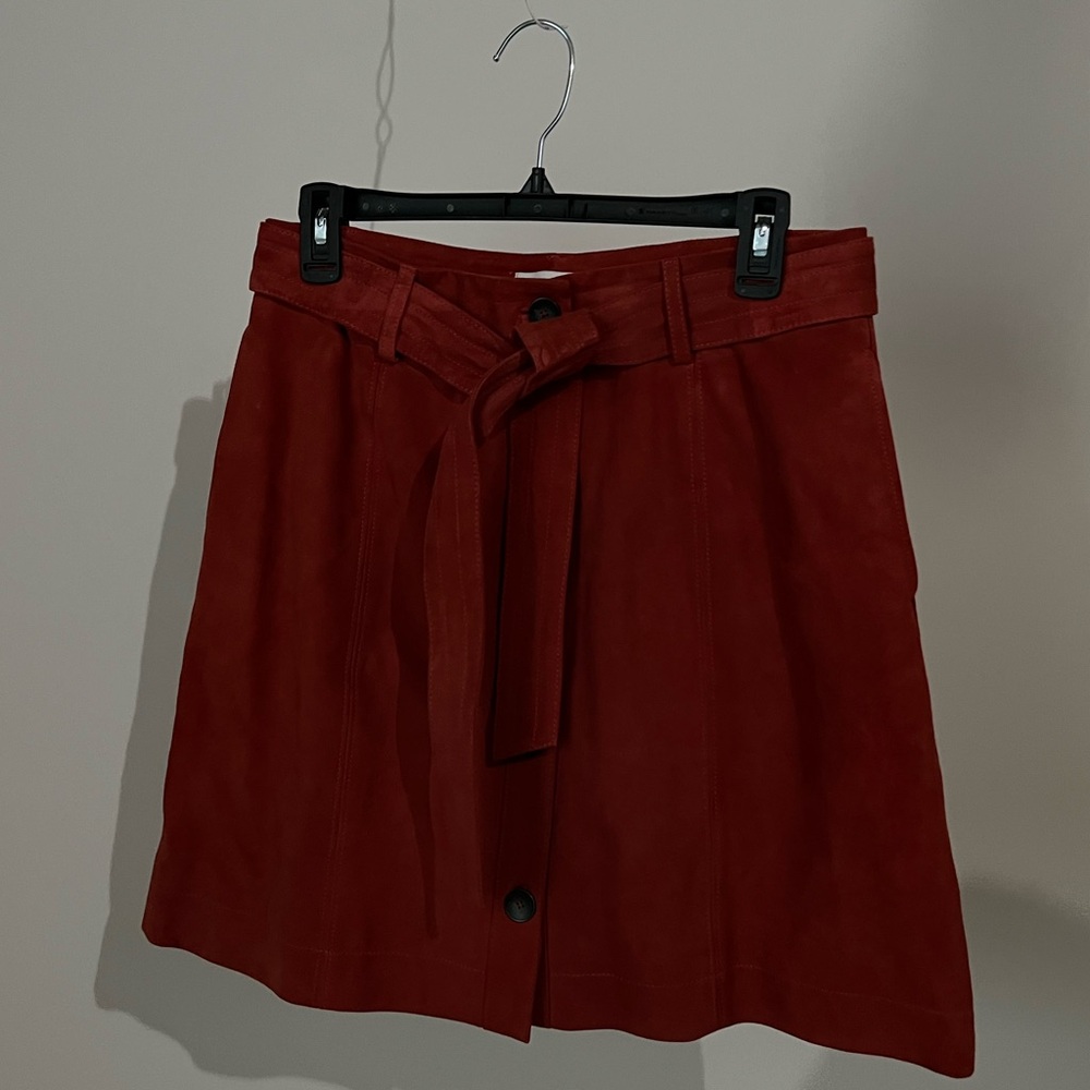 joie desert spice neida suede leather belted a-line mini skirt size 10